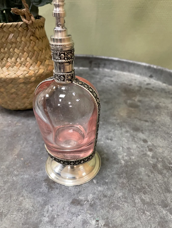 Luxe Vintage Parfumfles – Handgemaakt Glas & Zilverdetails