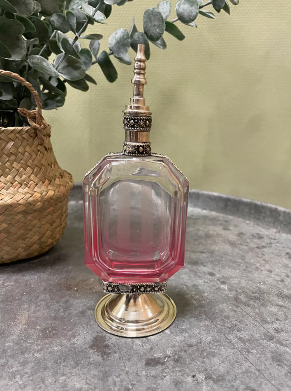 Luxe Vintage Parfumfles – Handgemaakt Glas & Zilverdetails