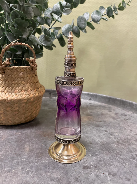 Luxe Vintage Parfumfles – Handgemaakt Glas & Zilverdetails